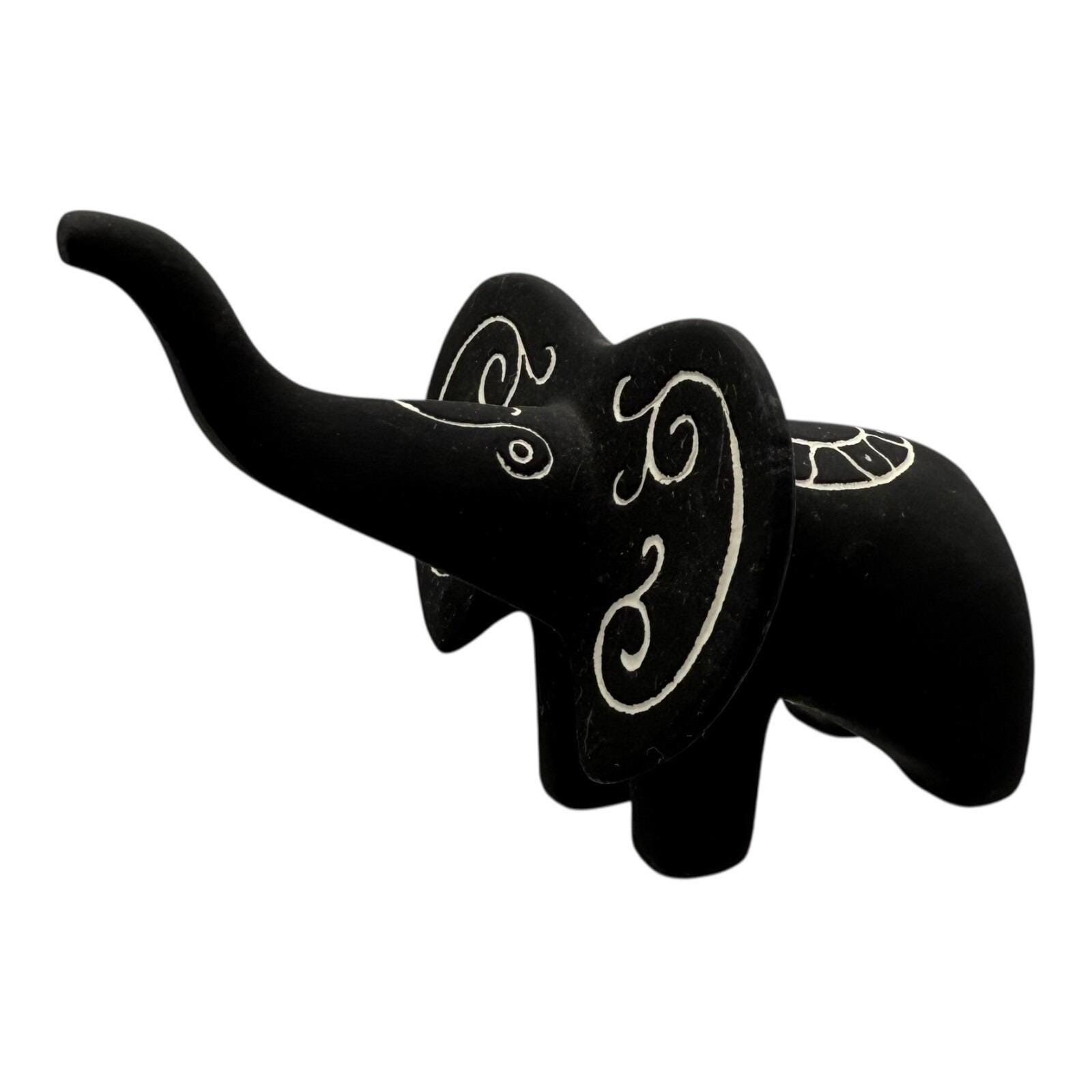 Rare Vintage 1959 Hagen Renaker Black Bisque Elephant Figure – Trunk Up