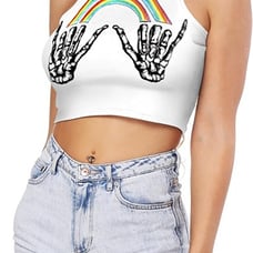 Printed High Neck Crop Top