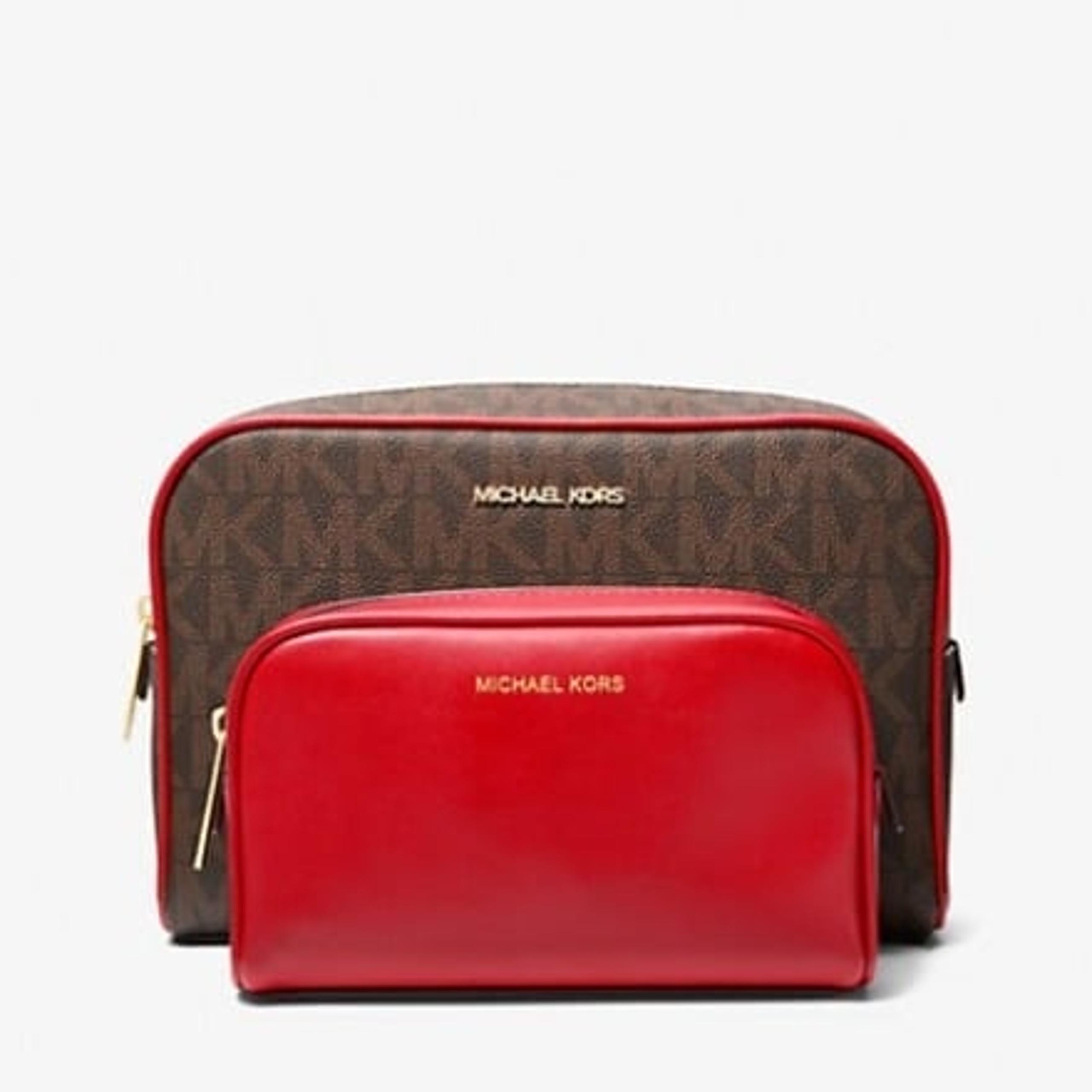 Michael Kors travel pouch jet set travel large signature logo 2-in-1  crimson
