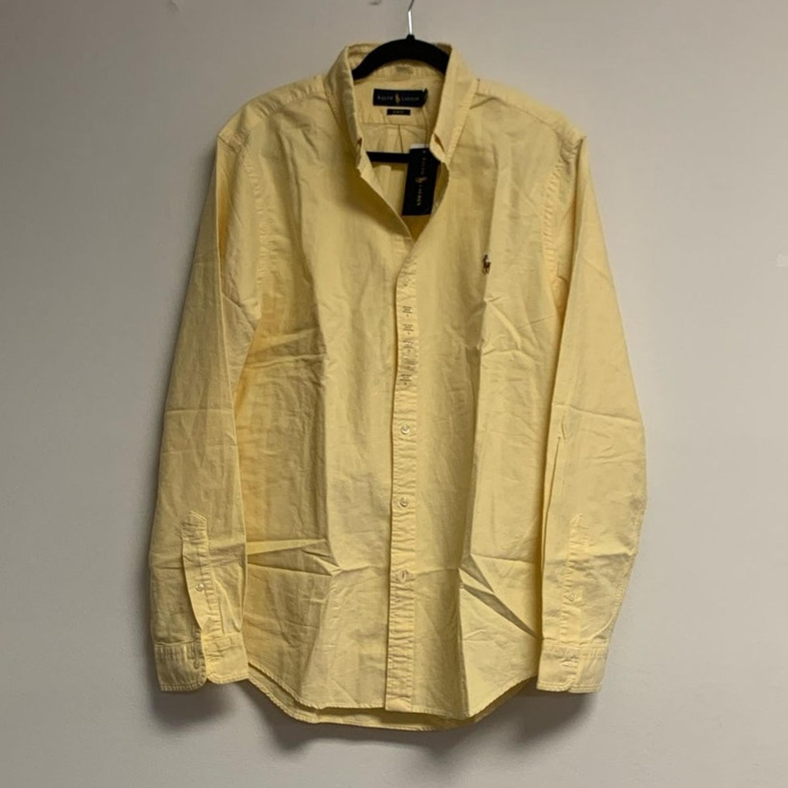 Polo Ralph Lauren Mens LARGE Slim Fit Oxford Shirt YELLOW