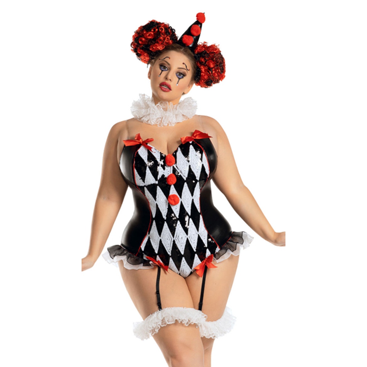 FREE 2 DAY SHIPPING NEW Party King Dark Harlequin Sexy Clown Costume Size 2X