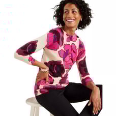 Talbots Womens Small 100% Pure Cashmere Audrey Sweater Violet Floral