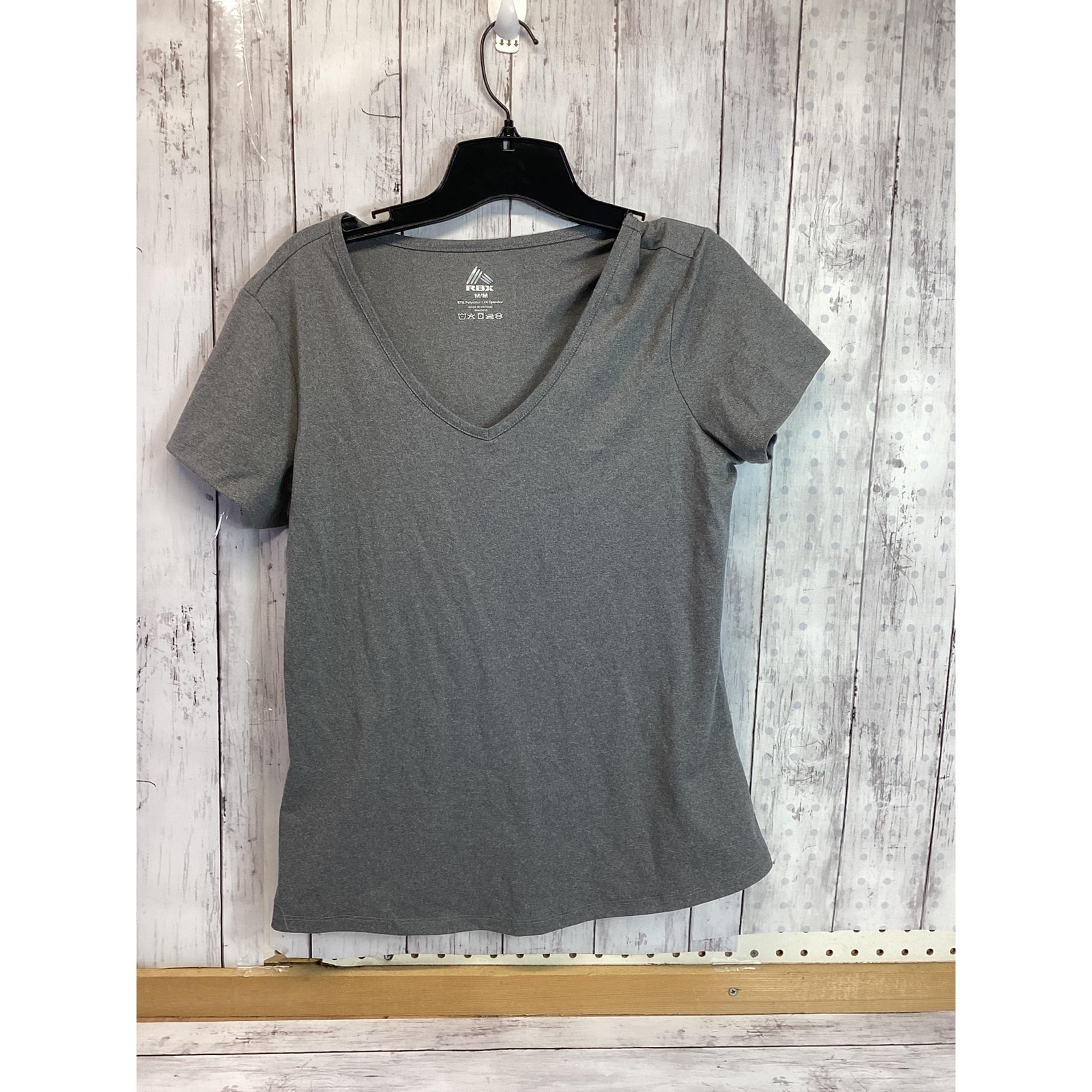 RBX Women's Favorite Short-Sleeve Spandex V-Neck T-Shirt HTR Gray Good as New M
