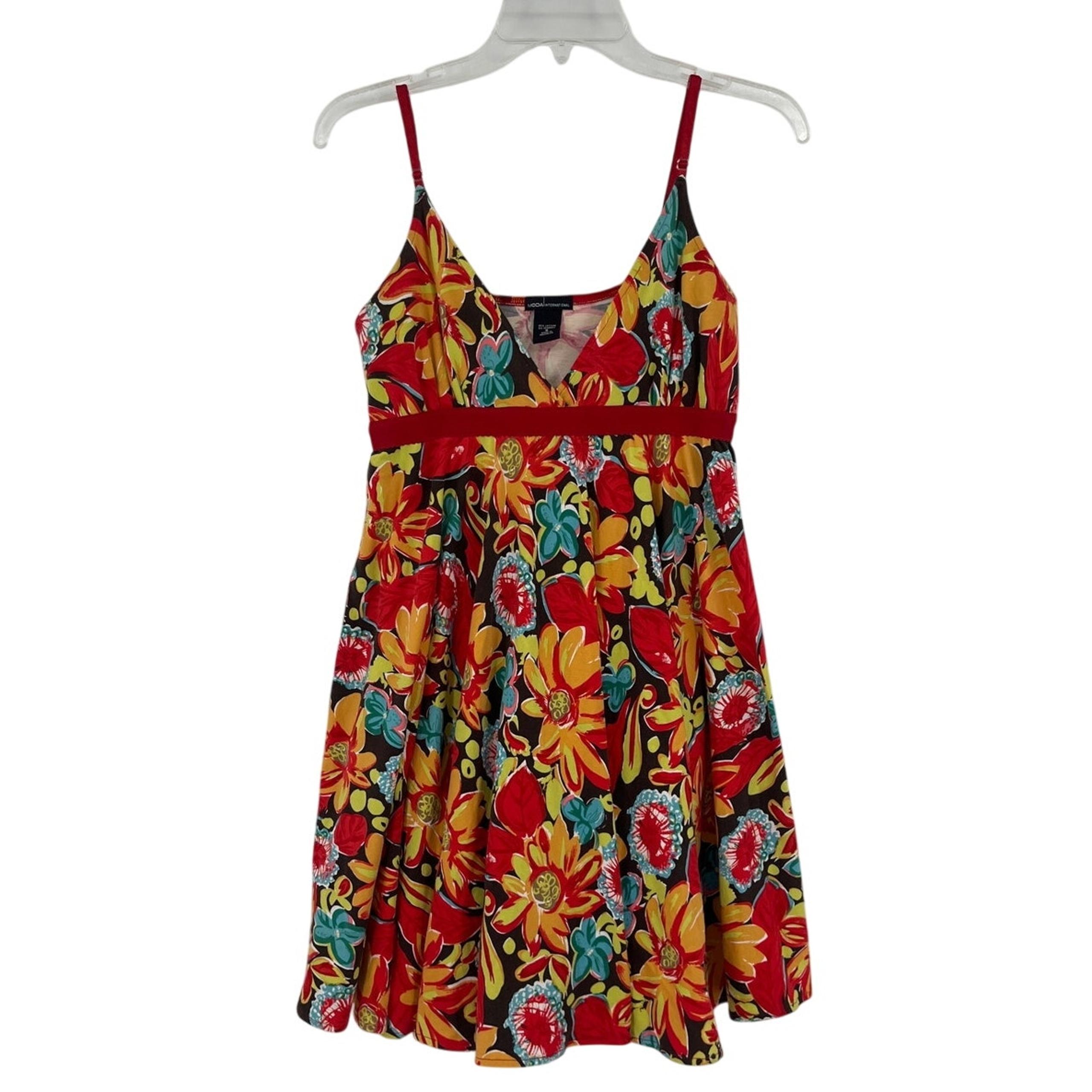 Moda International Y2K Floral Dress Sz S Tropical Boho Babydoll Festival Bold