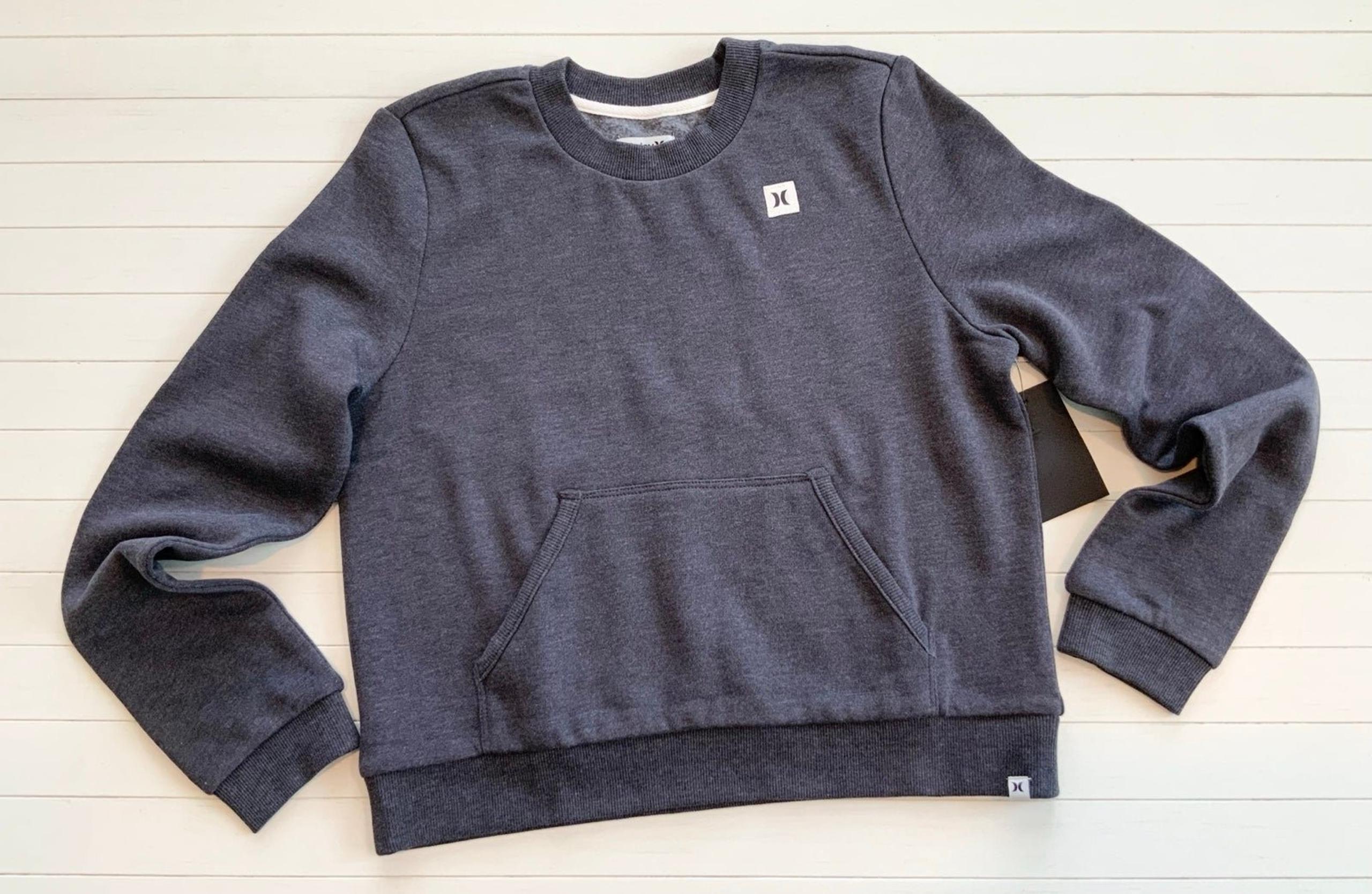 Hurley Icon Fleece Pullover Kangaroo Pocket Sweatshirt - Oil Grey ~New~