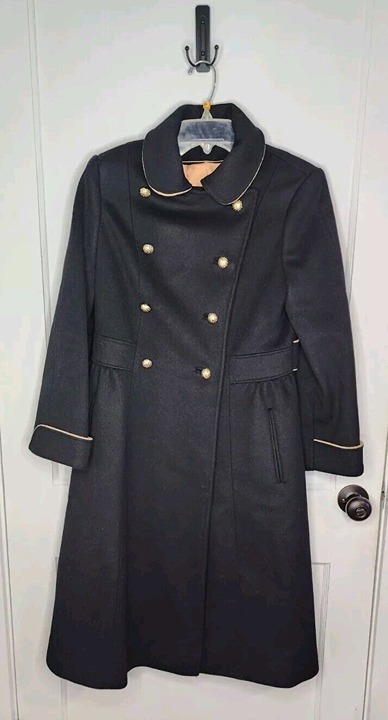 Vintage Black/Beige Coat Double Breasted Gold Buttons Youthcraft Union Made USA