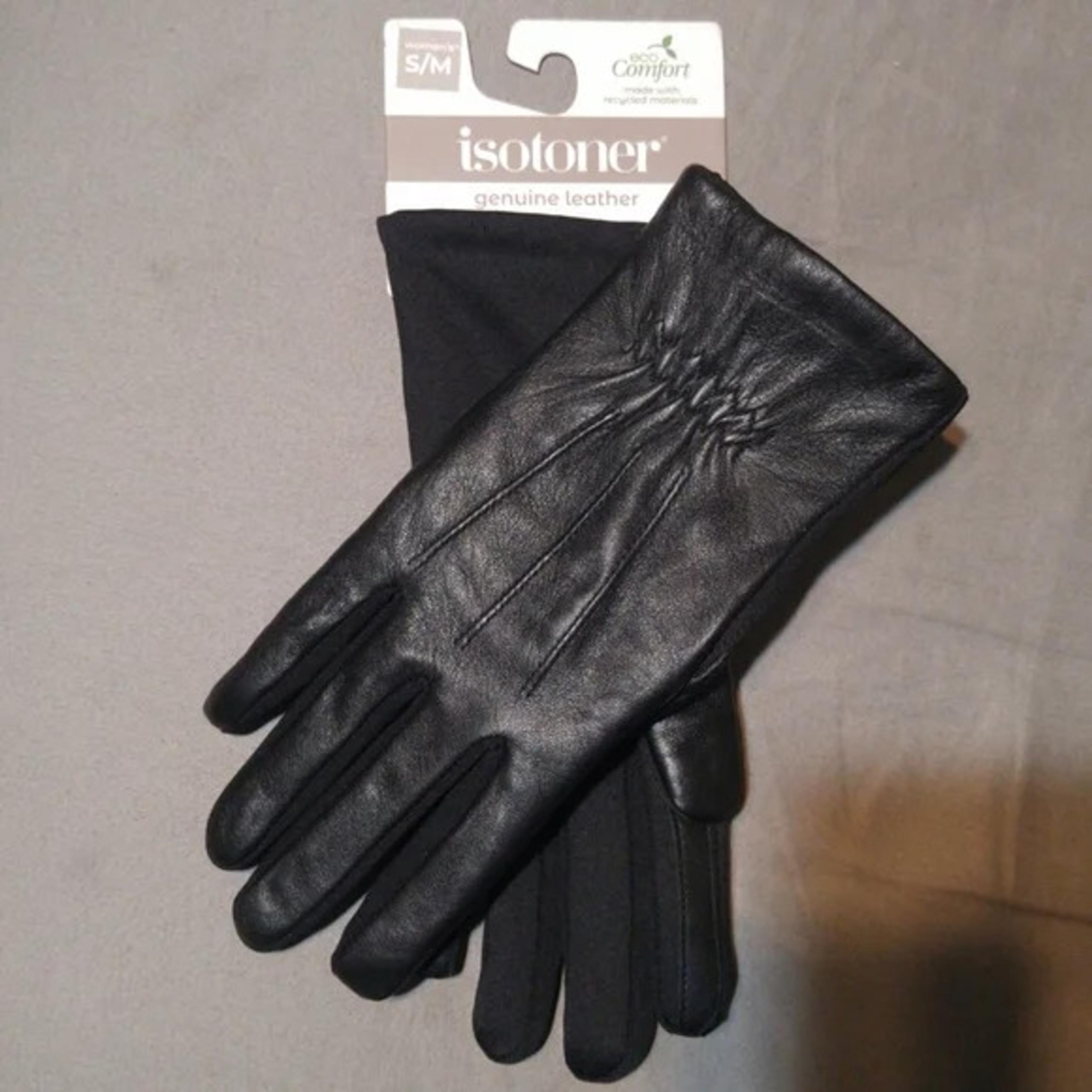 New! Isotoner Genuine Leather Touchscreen Gloves