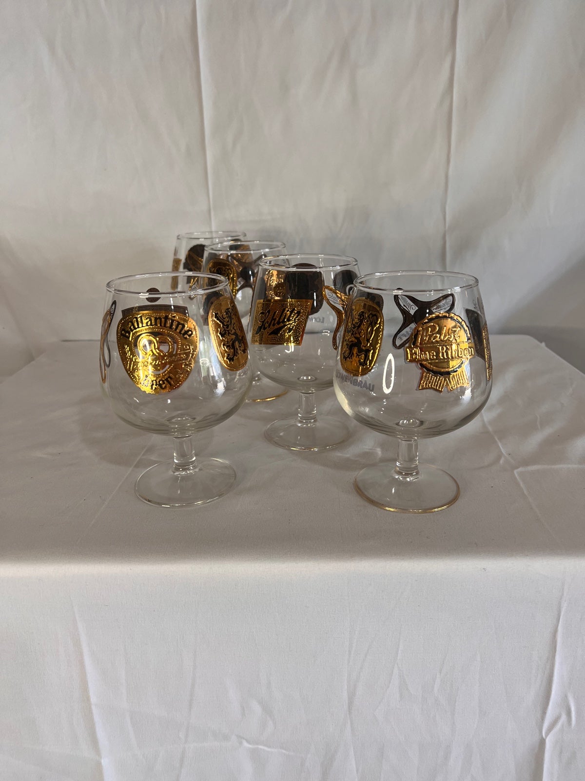 Vintage beer clear glass collectors cups
