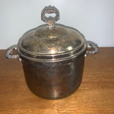 Vintage Priscilla Fine Silver plated Ice Bucket Glass Bowl Lined John Alden