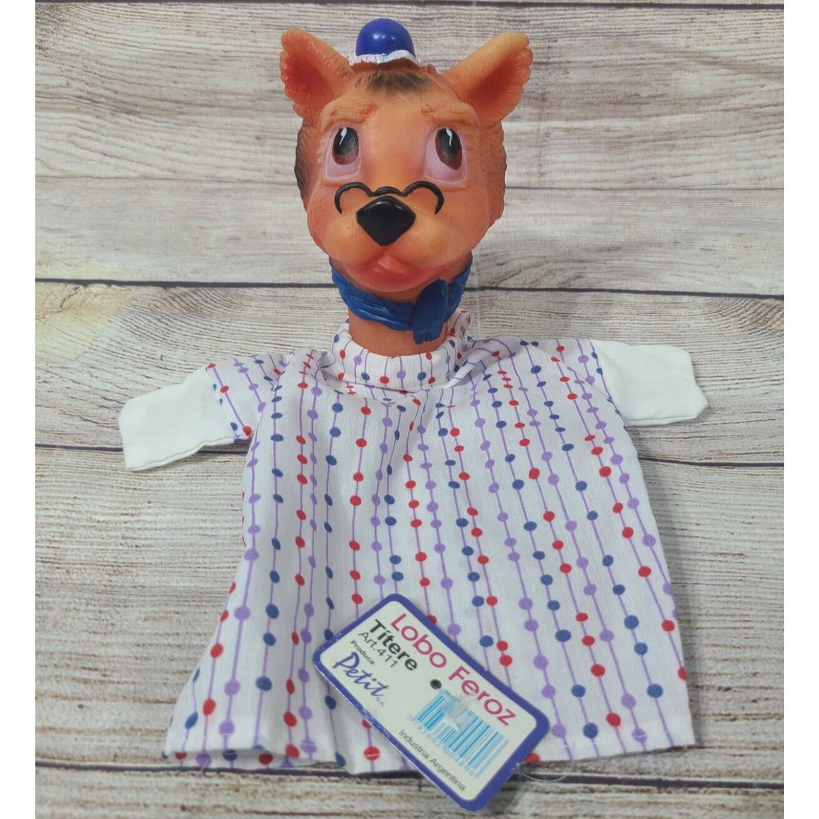 Vintage Big Bad Wolf Lobo Feroz Hand Puppet Rubber Head 12.5 Made in Argentina