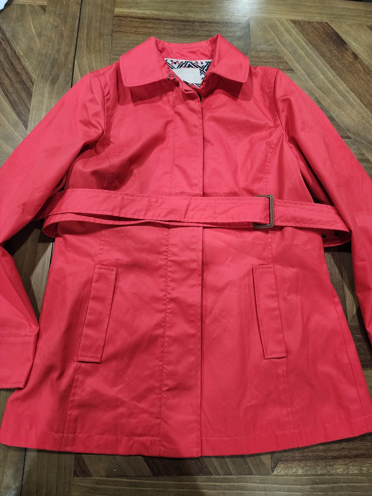 Banana Republic Coral Pink Trench Coat, Size Large, Women's, zip up.