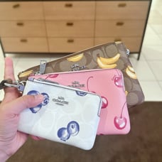 Coach Corner Zip Trio In Signature Canvas With Fruit Print CR984 NWT