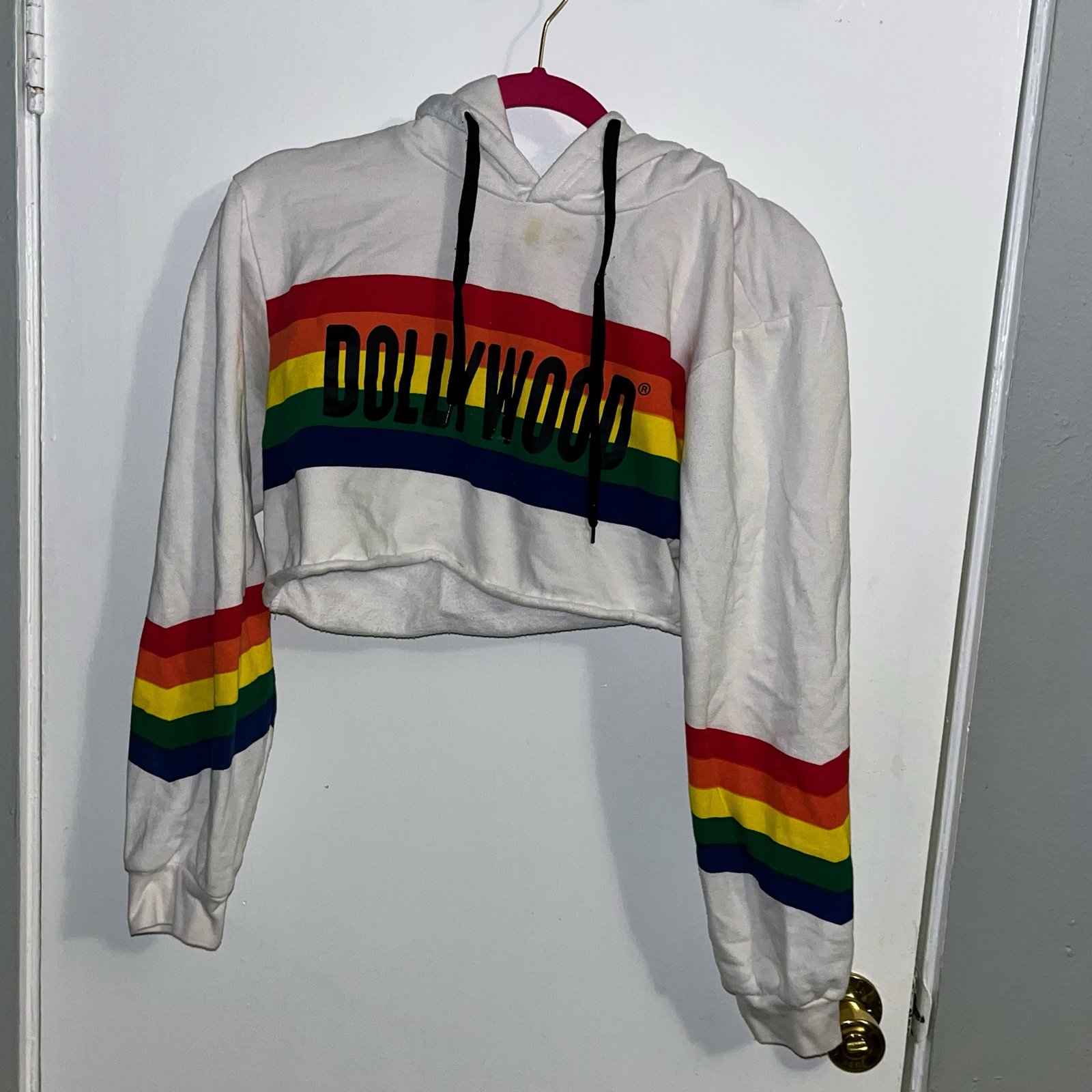 Dollywood Dolly Parton cropped hoodie pride rainbow gay medium M