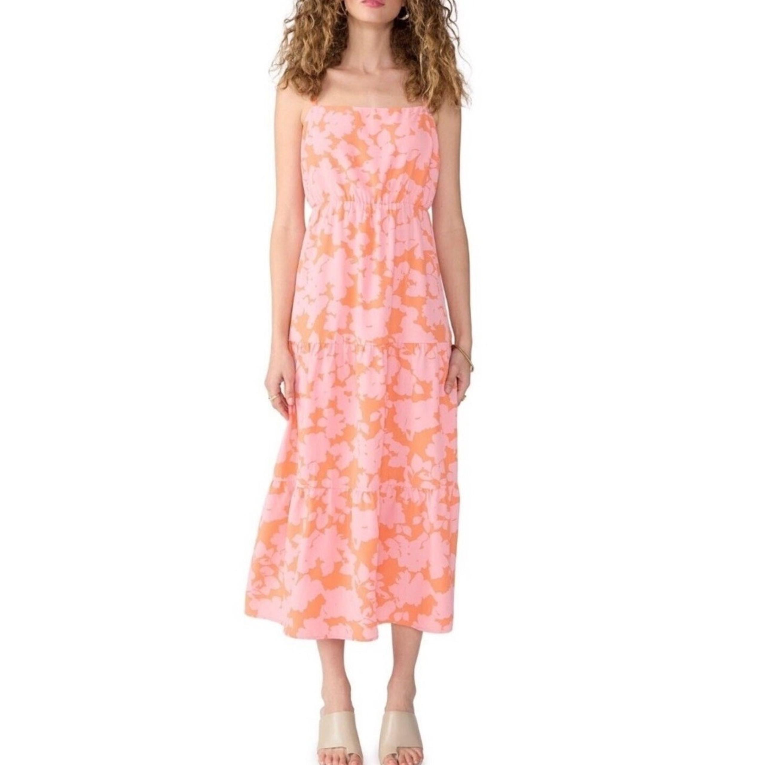 Social Standard by Sanctuary Ladies Smocked Back Dress Size Large Melon Floral