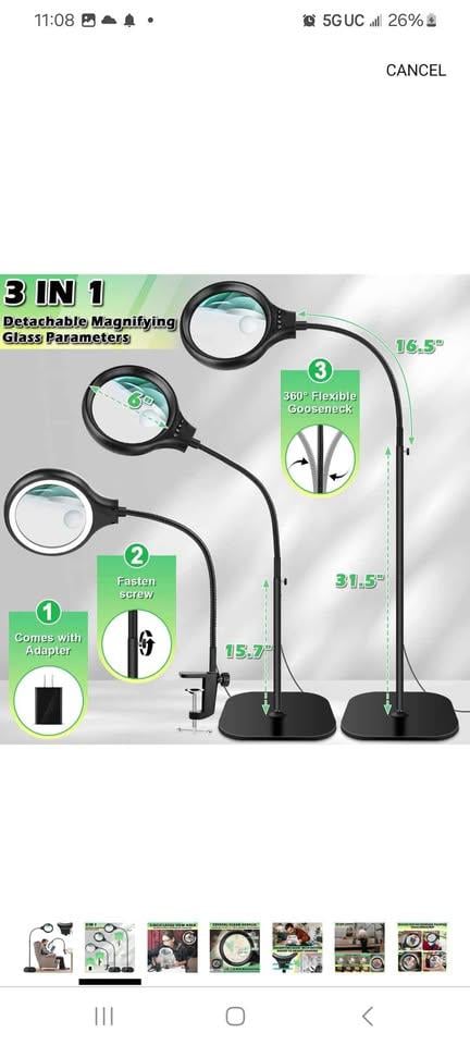 3-in-1 Magnifying Lamp with Adjustable Lighting