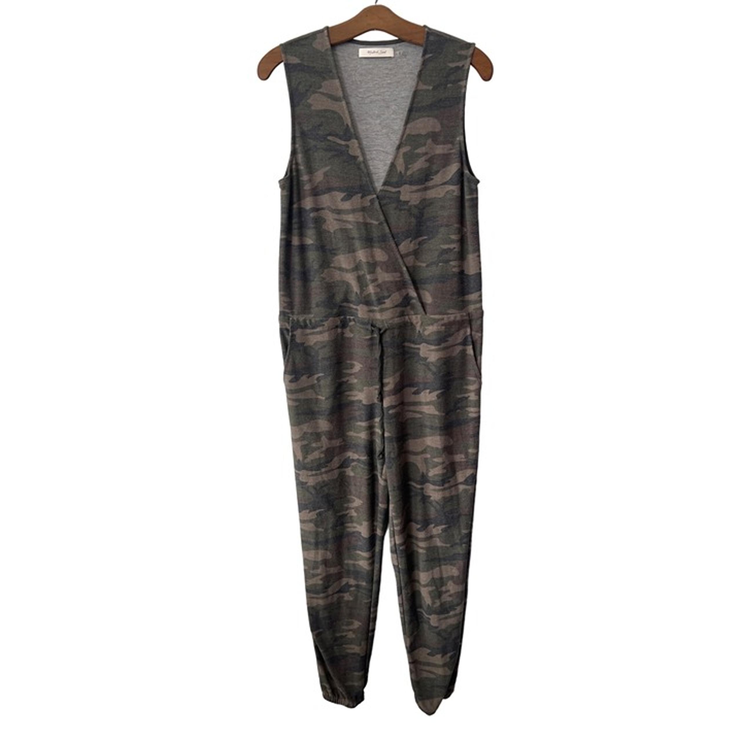 Mustard Seed Faux Wrap Camo Jumpsuit Women S Jogger Modern Trendy Army Military