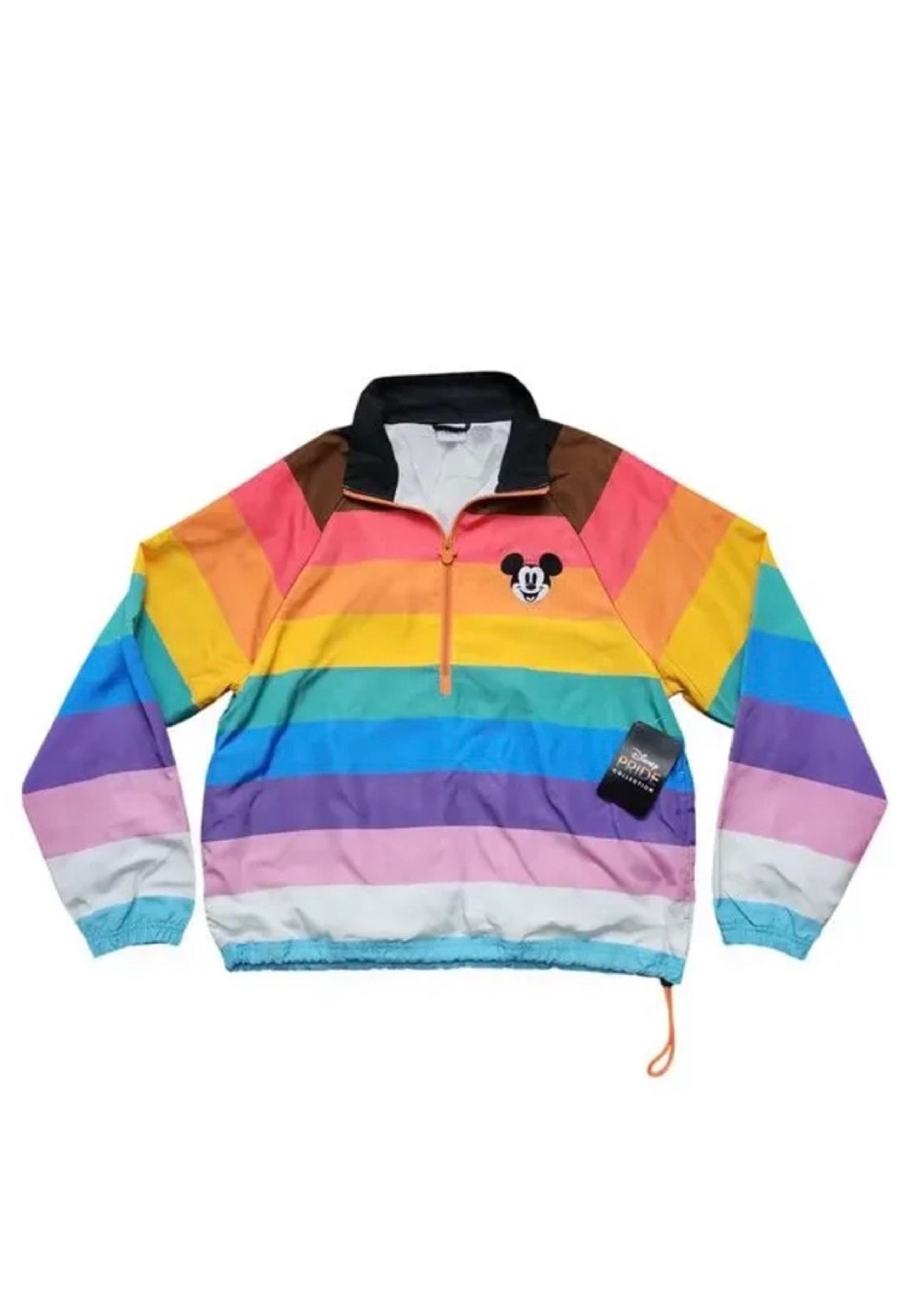 NWT Disney Pride Collection 3/4 Zip Flag Stripe Pullover Windbreaker Size Large