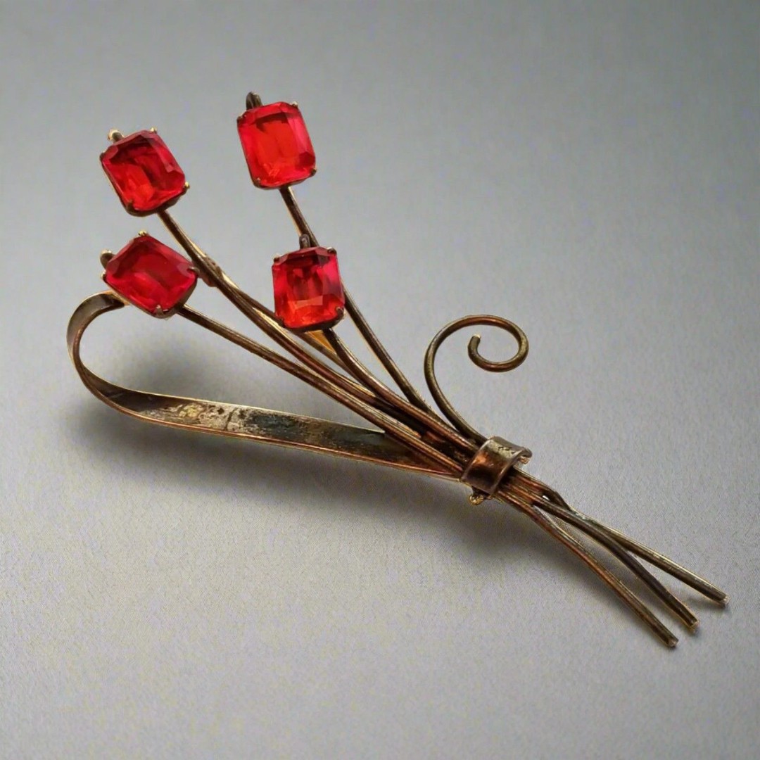Vintage Rhinestone Sterling Brooch