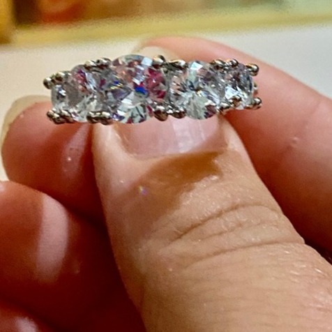 3.6 CT D Color VVS1 Clarity Round Cut Genuine Moissanite (5 Stone) Ring, Size 7