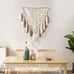 Macrame Wall Hanging, Woven Tapestry Beige & Dusty Rose Handmade 37.4” Lx27.5” W
