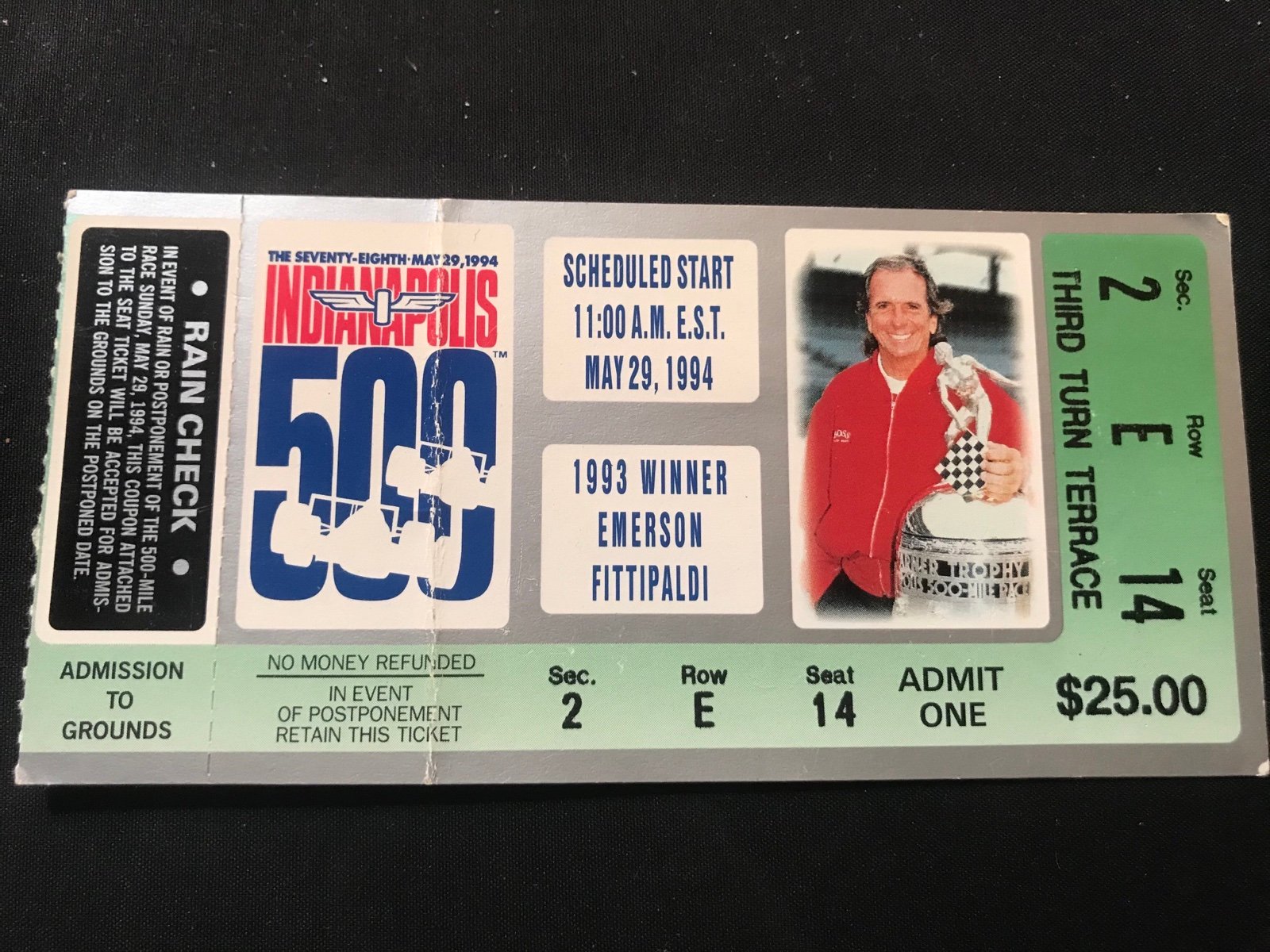 Indianapolis 500 Ticket Untorn