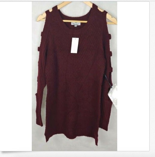 NWT burgundy ladder sleeve sweater