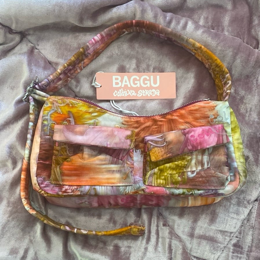 Collina Strada Baggu Berry Chrysanthemum Shoulder Cargo Bag NWT