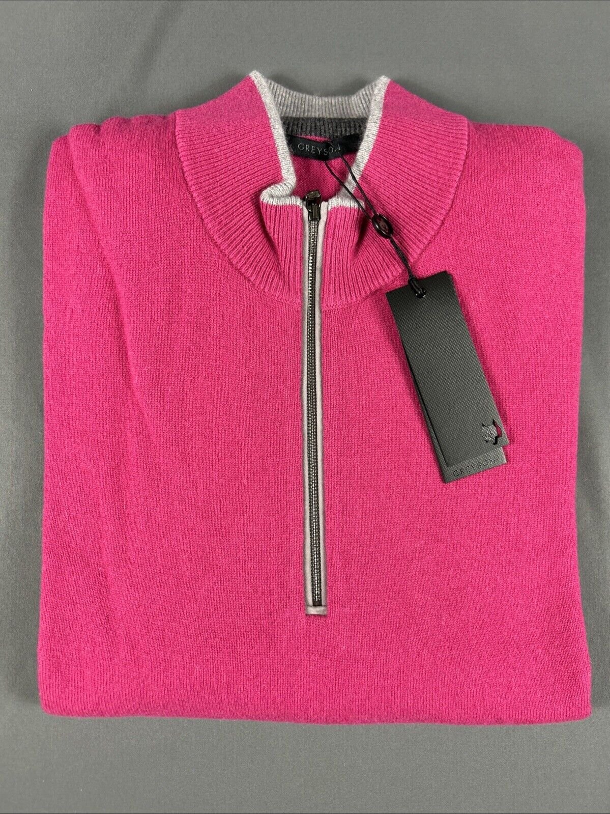 Greyson Cashmere Golf Sweater Sebonack 1/4 Zip Large Sugarcane Pink MSRP 285