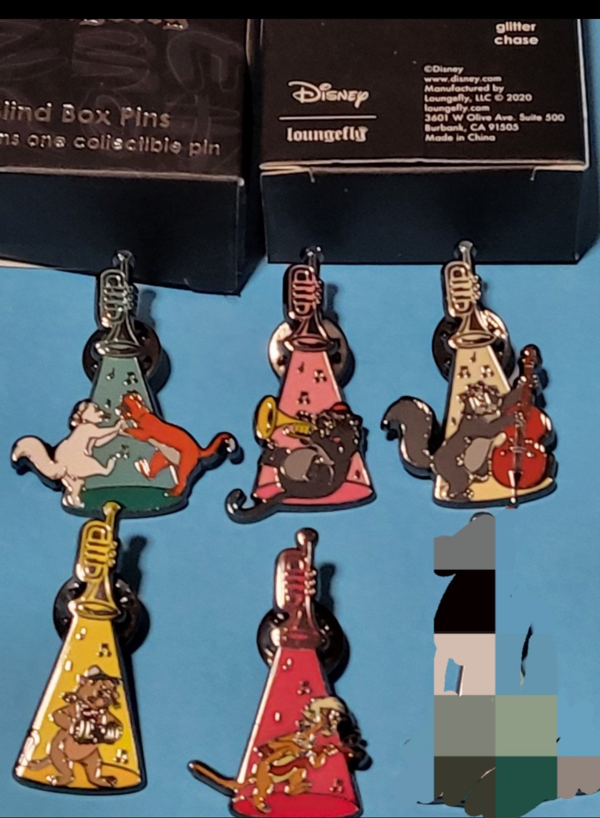Disney Aristocats Characters Enamel Metal Pin Blind Box Series Combo Set