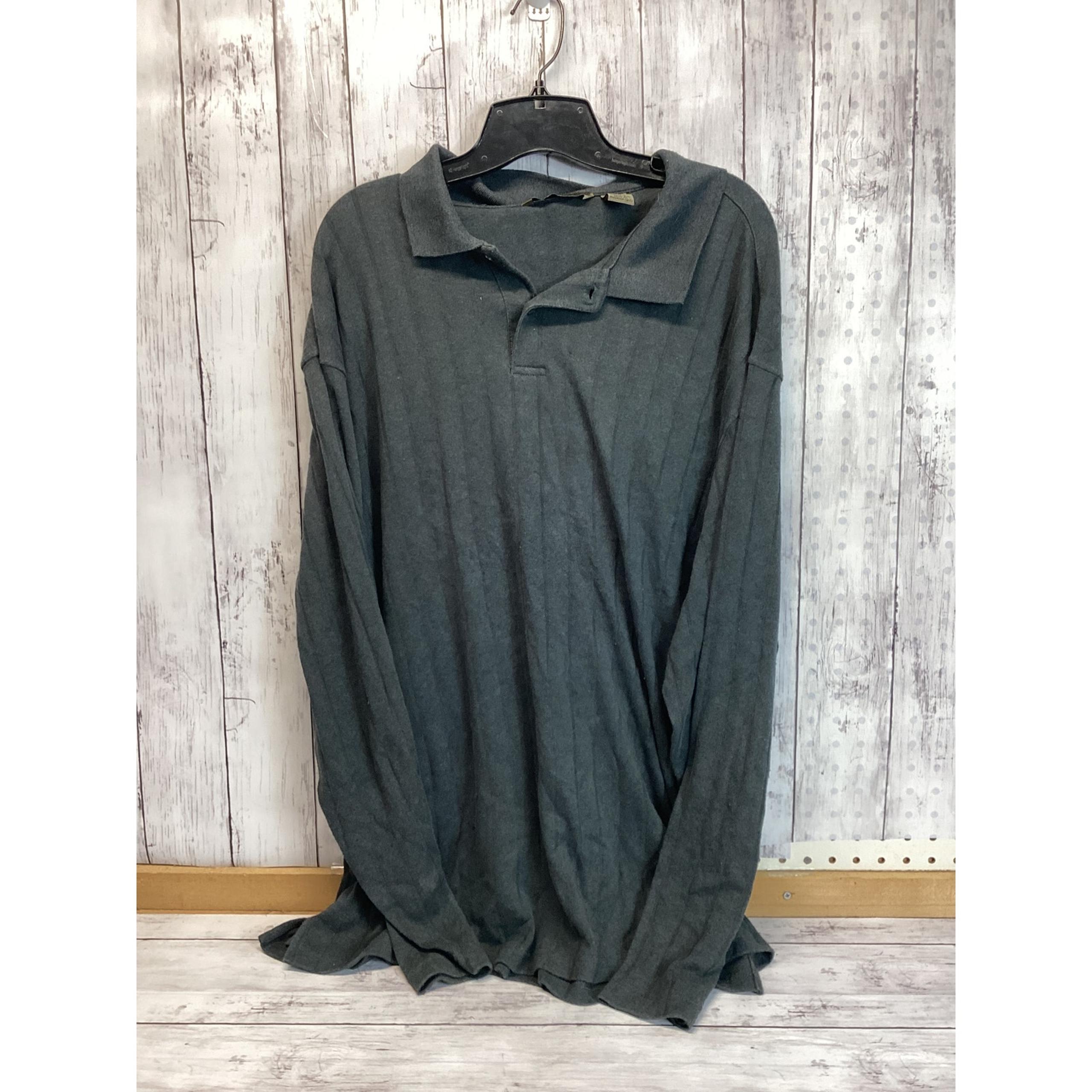 Axist Mens Polo Sweater Shirt Size 2XL Ribbed Soft Long Sleeve Button Collared