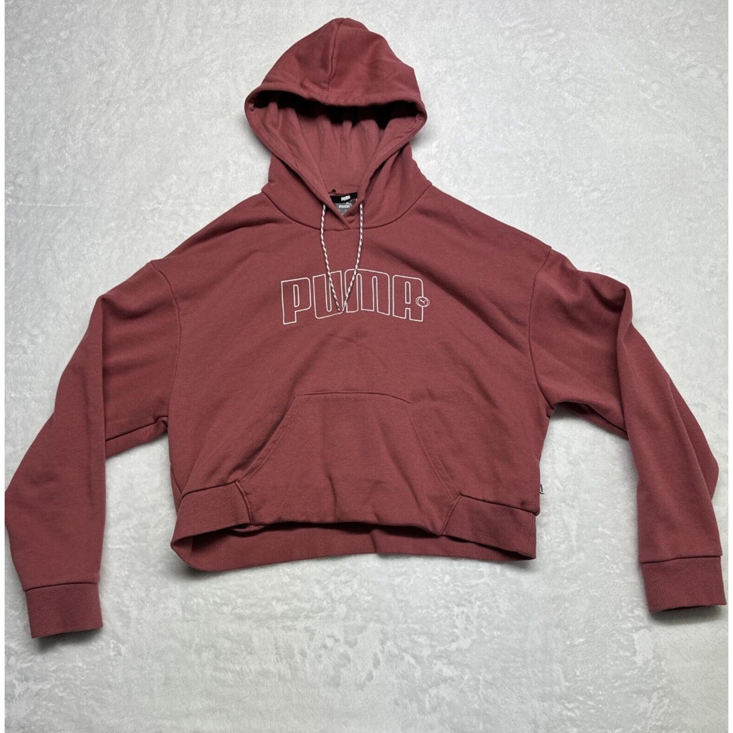 Pink Womens Puma Sweatshirt Cropped Large