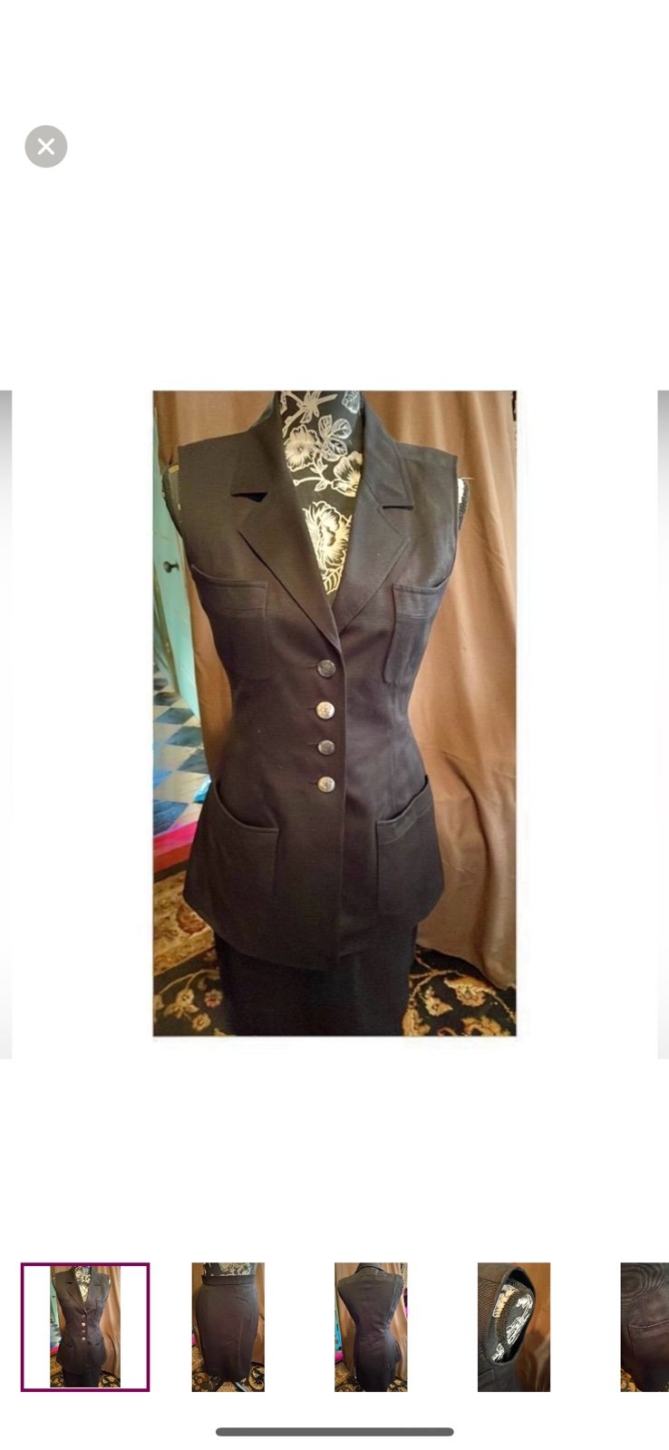 Vintage Chanel Boutique 1997 Black Sleeveless Skirt Suit Size 8 US 38 UK CLASSIC