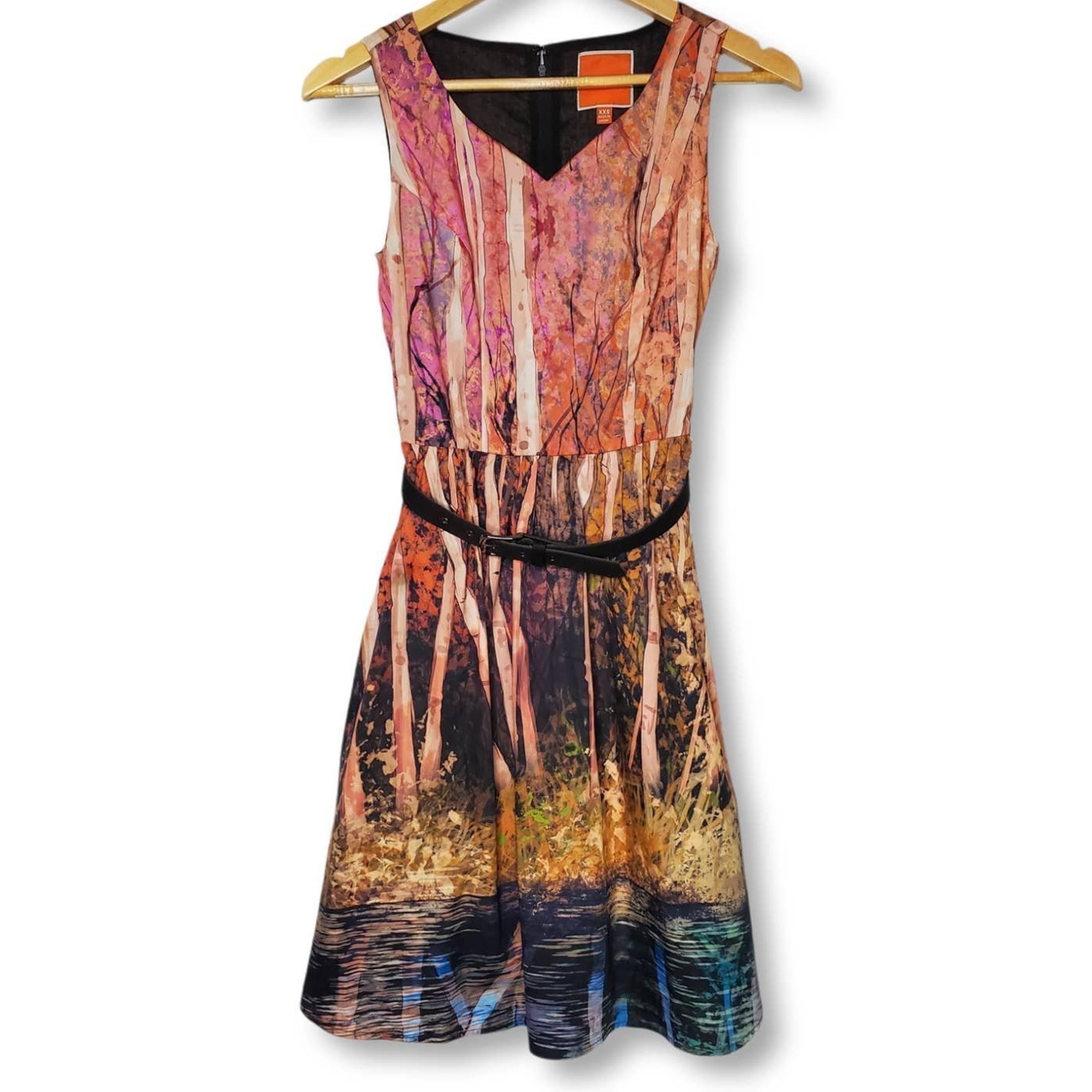 Modcloth Certifiably Sweet Cotton Dress in Trees Size XXS