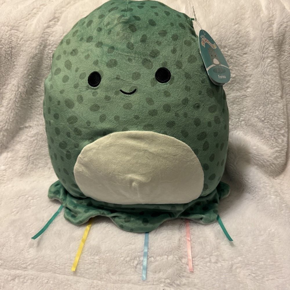 Squishmallows 2022 14 Forina Jellyfish Jade Green Ribbons Plush NEW