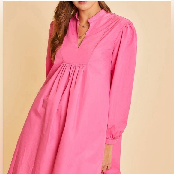 NWT BUBBLE GUM PINK POPLIN Baby Doll DRESS Large