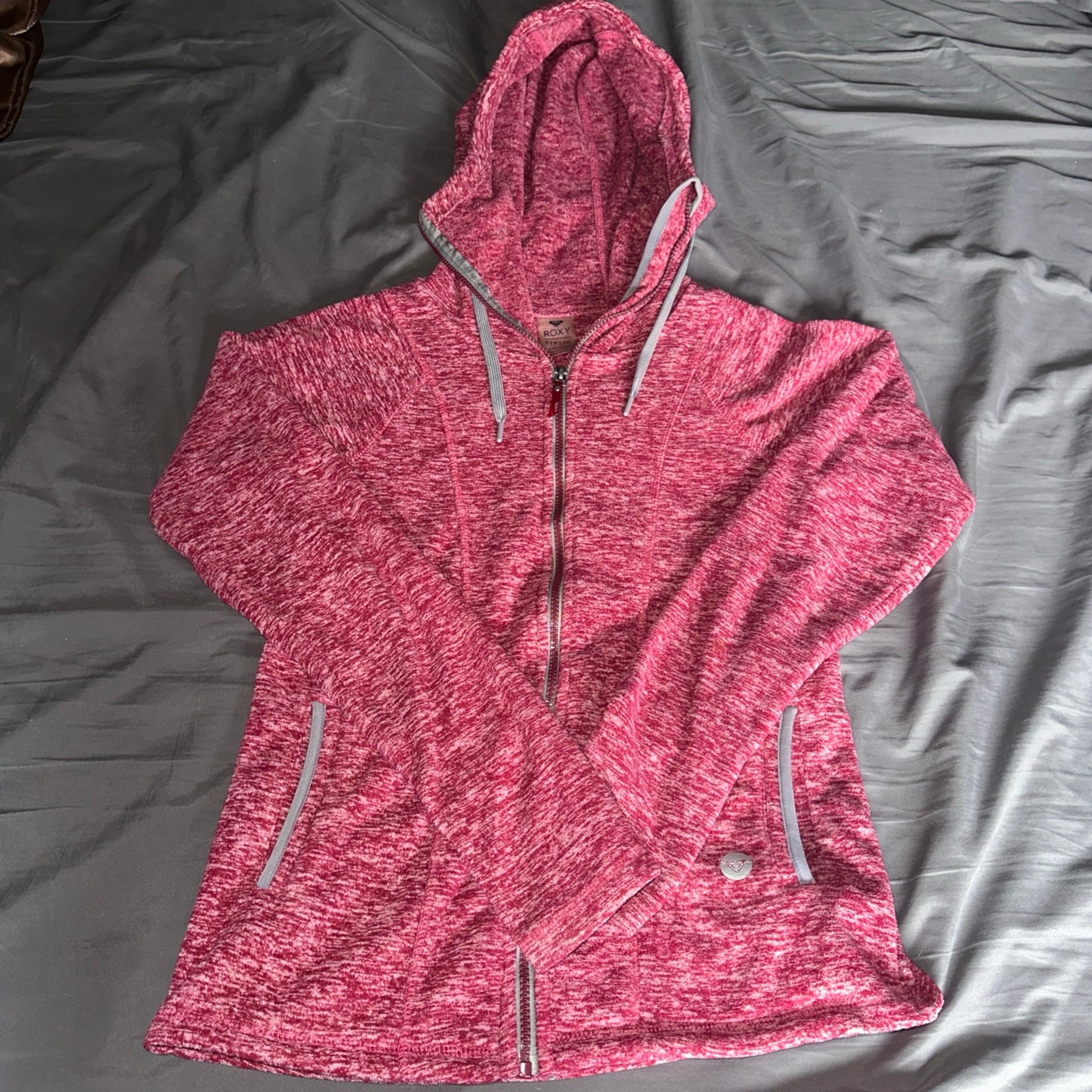 Roxy Surf Women’s Small Sweatshirt Full Zip-up Zipper Hoodie Red Pink Beach