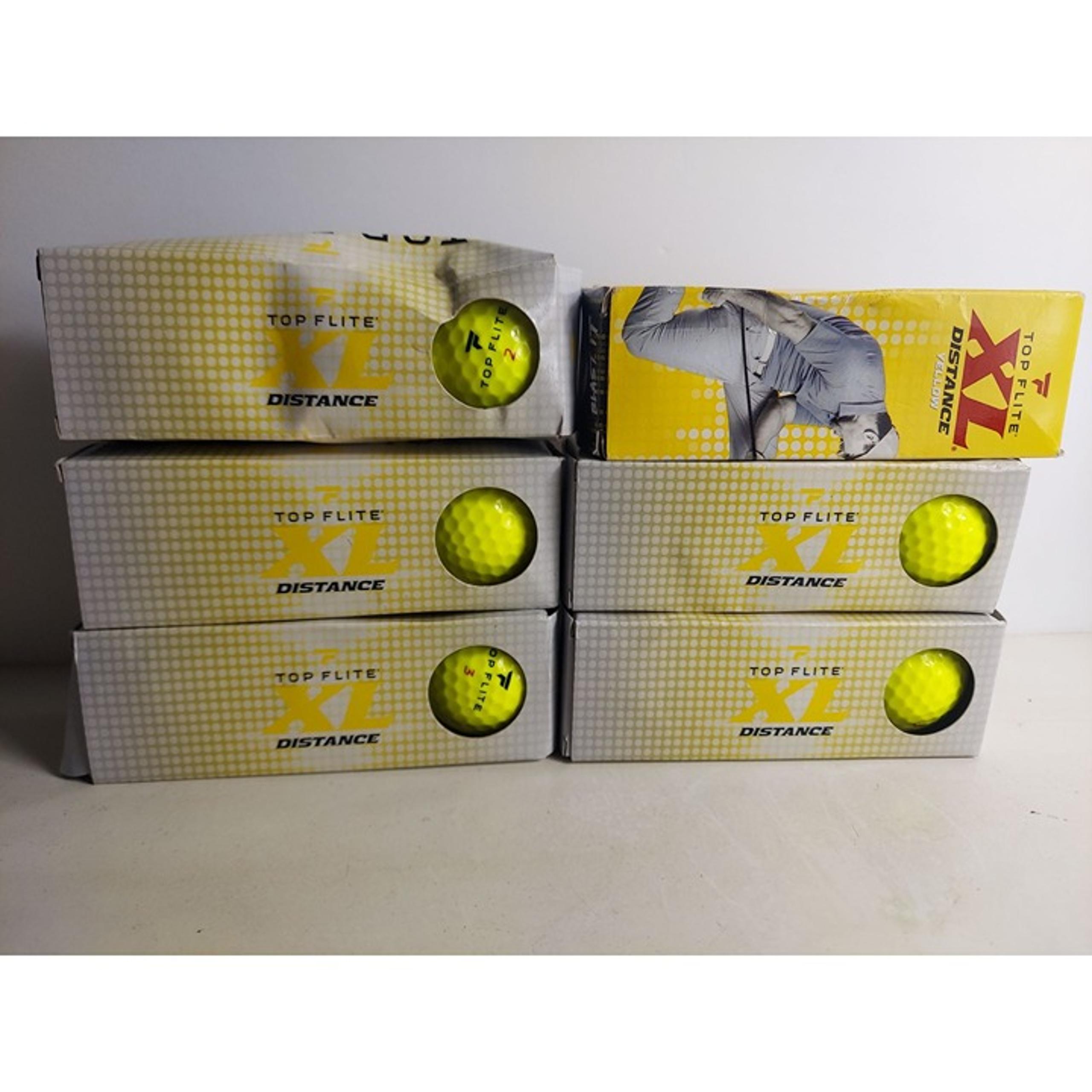 6 Boxes NIB Top Flite XL Distance Yellow Golf Balls (18 Balls)