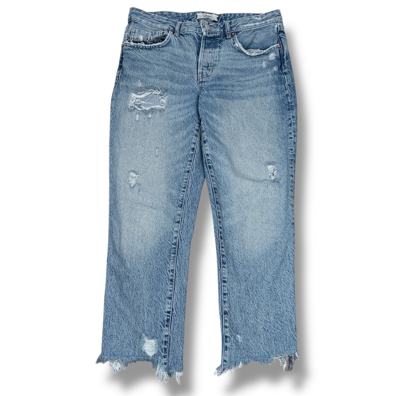 Free People We The Free Jeans Women’s 28 Blue Denim Distressed Frayed Hem