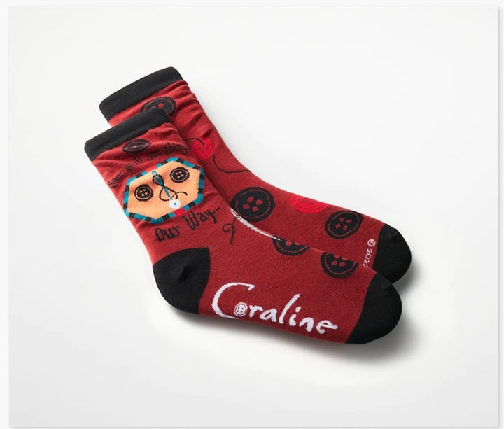 Coraline Button Box Socks Collectible Sock Laika M/L Medium Large Collectible