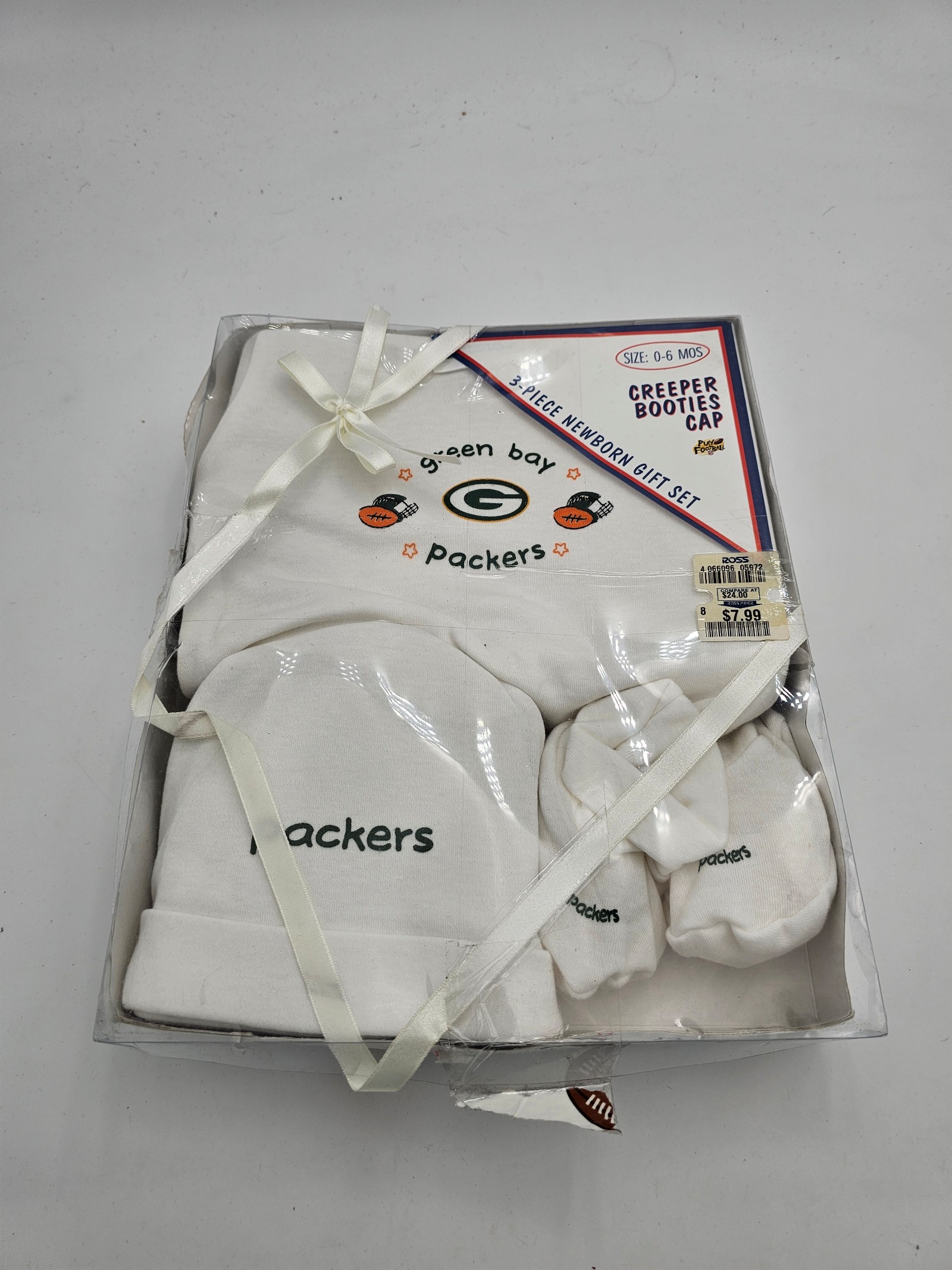Rare Vintage Green Bay Packers Toddler Age 0-6 Months 3 Piece Newborn Set New Cr