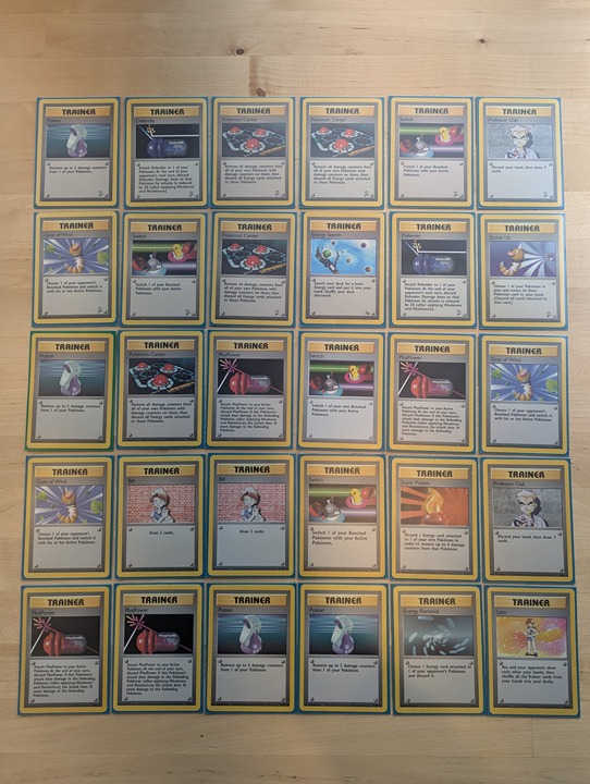 36 Vintage Base Set/Base 2/Fossil Pokemon Trainer Cards Non-Holo Authentic NM