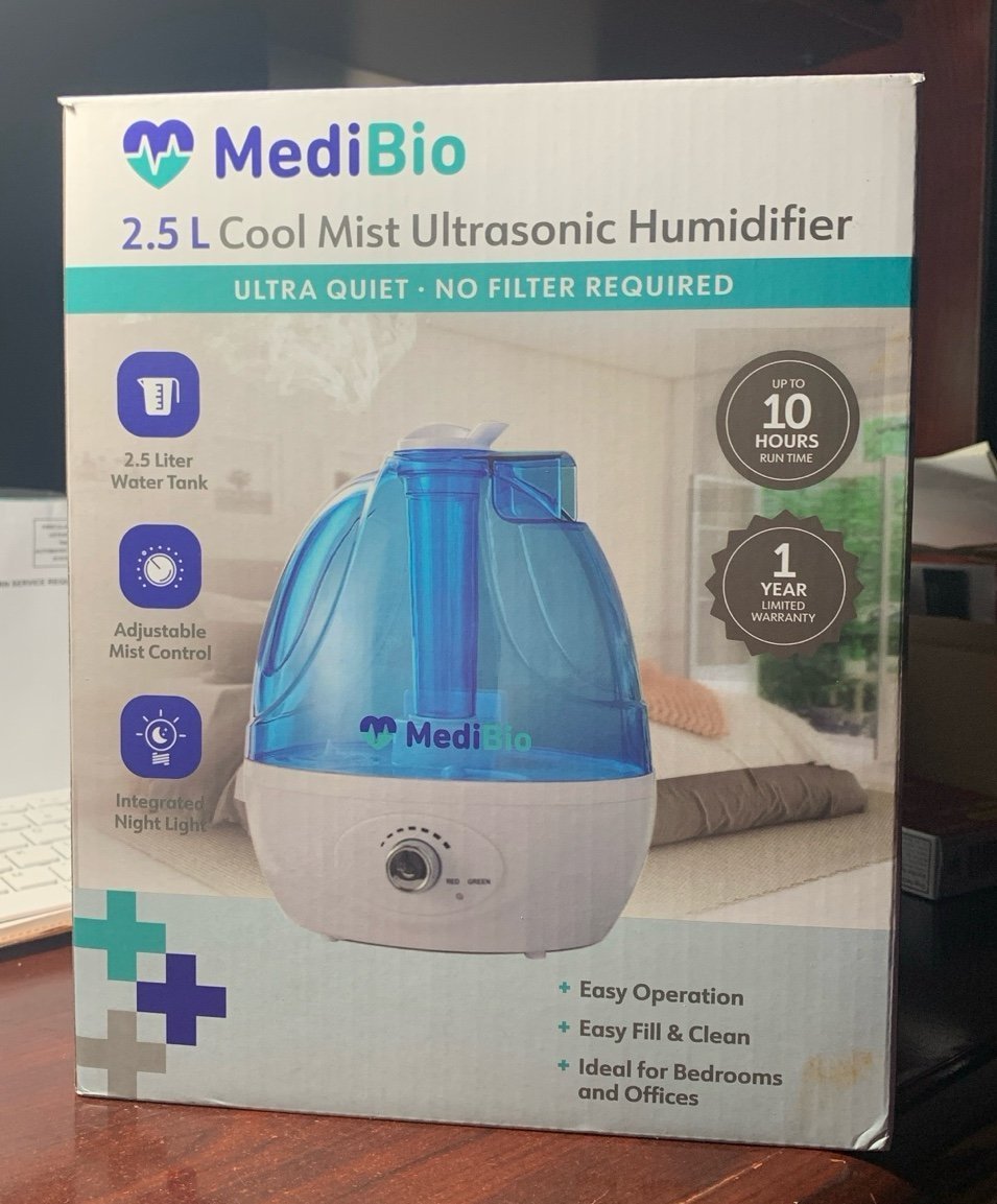 New! MediBio 2.5L Cool Mist Ultrasonic Humidifier
