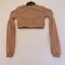 WEISSMAN custom solo Dance Costume Long Sleeve mesh Crop Top beige tan SC 6