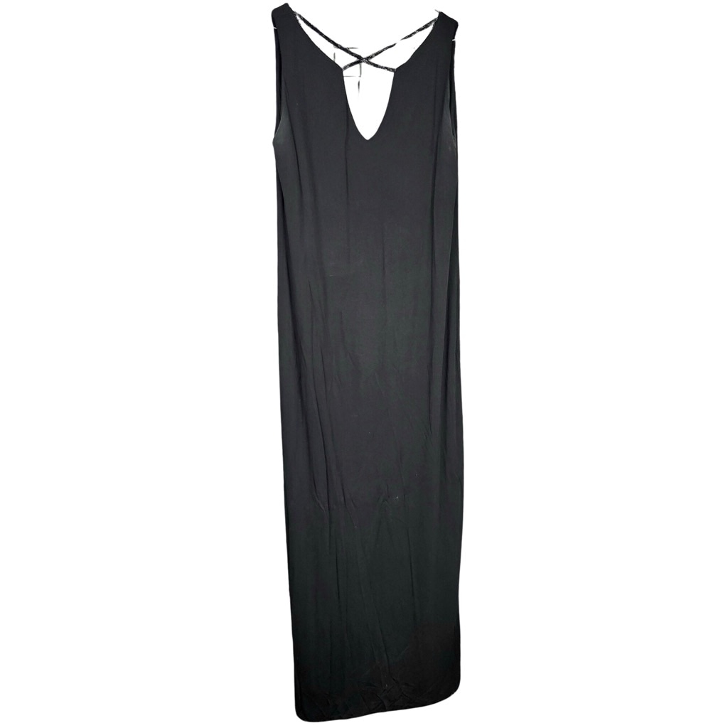 Strappy Beaded Criss Cross Evening Gown Black Dress Size 14