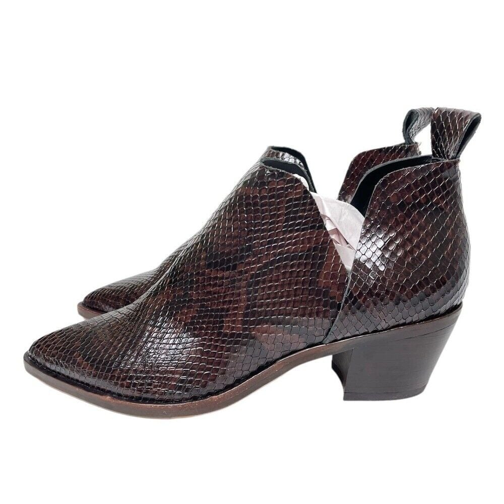 Dolce Vita Women's 6.5 Ankle Boots Brown Snake Print Western Booties NWOB New