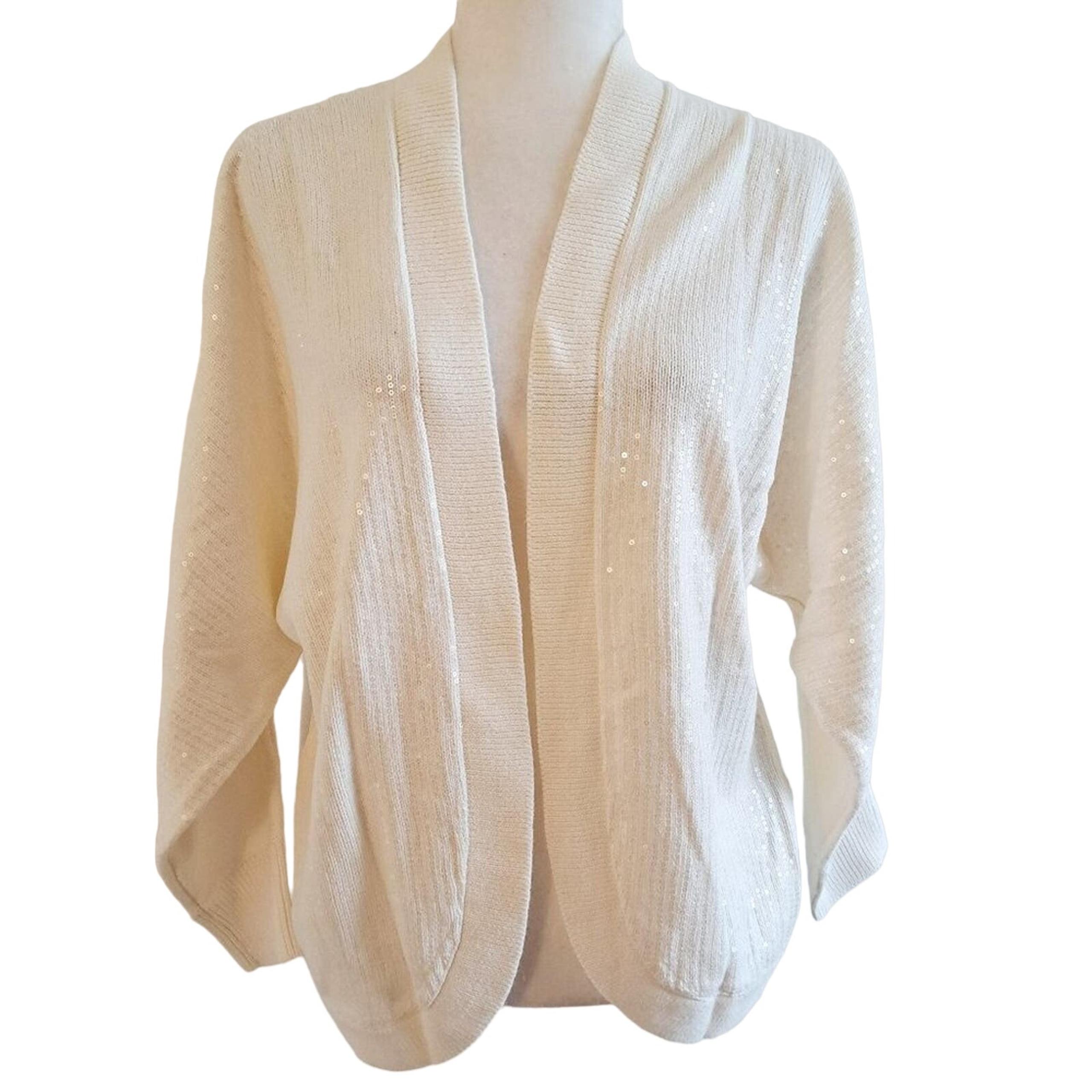 JM Collection Open Front Sequin Knit Cardigan