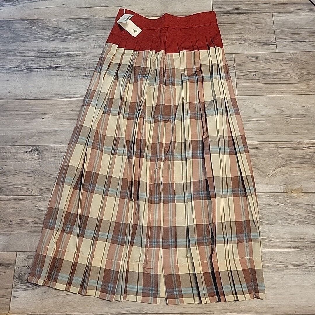 Tory Burch Madras Plaid Silk Skirt Size: 4, 6 Retail:698