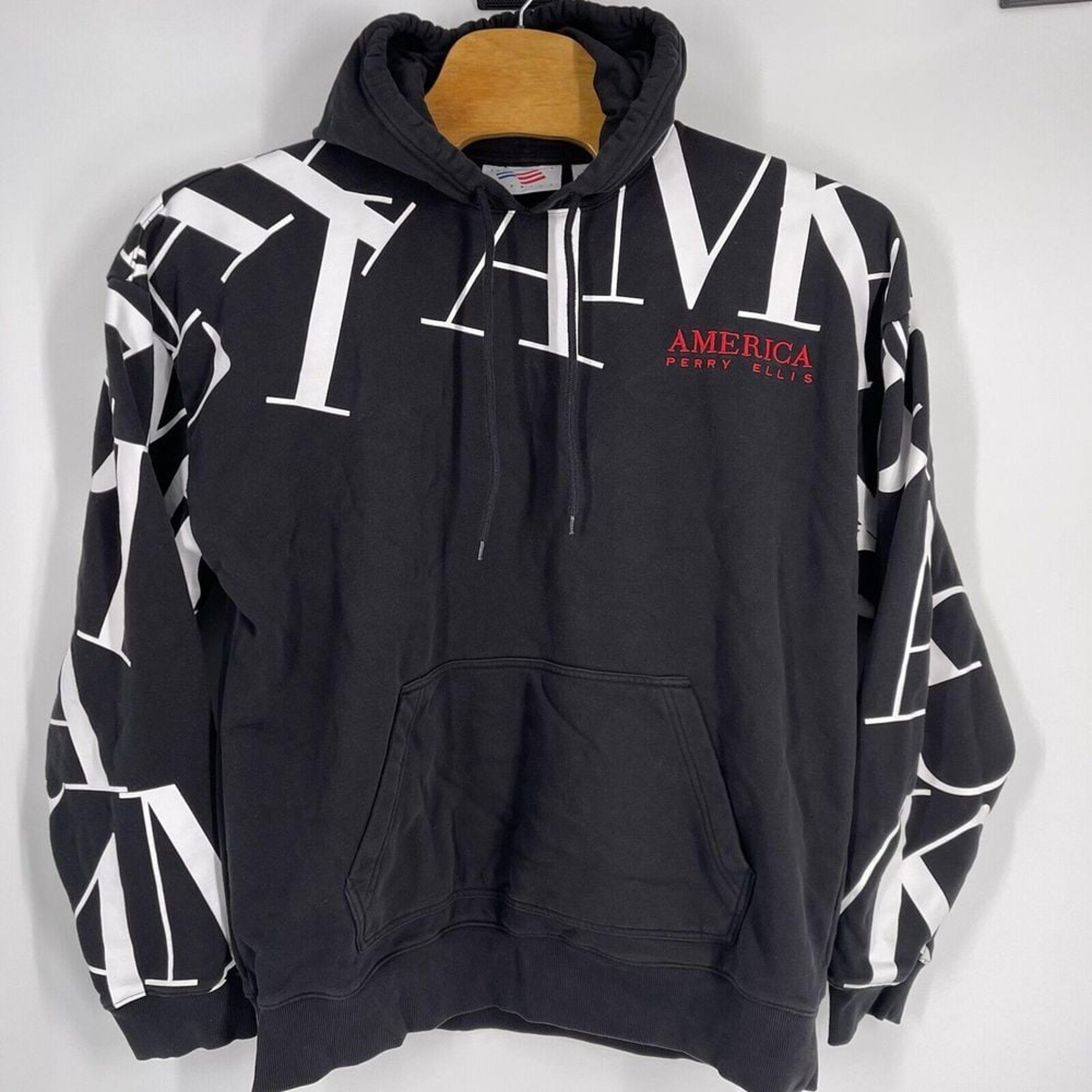 Perry Ellis America Men's Scramble Print Sweatshirt Hoodie Pullover Black