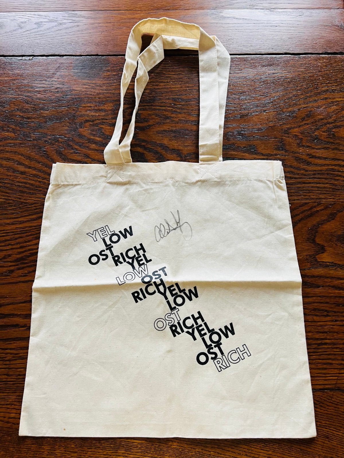 Yellow Ostrich Signed Alternative Music Band Autographed Tote Bag Merch
