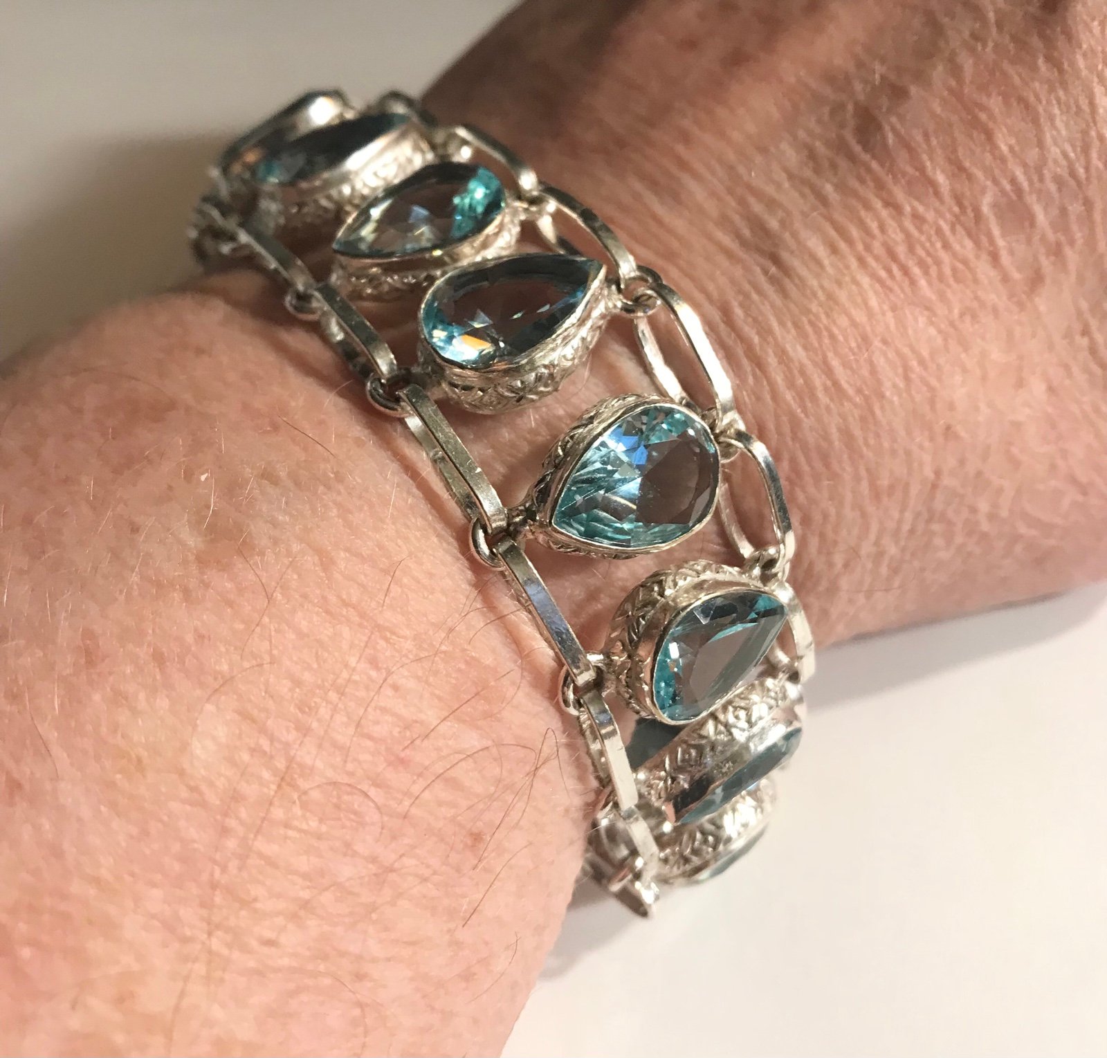 Blue Topaz 925 Sterling Silver Bracelet